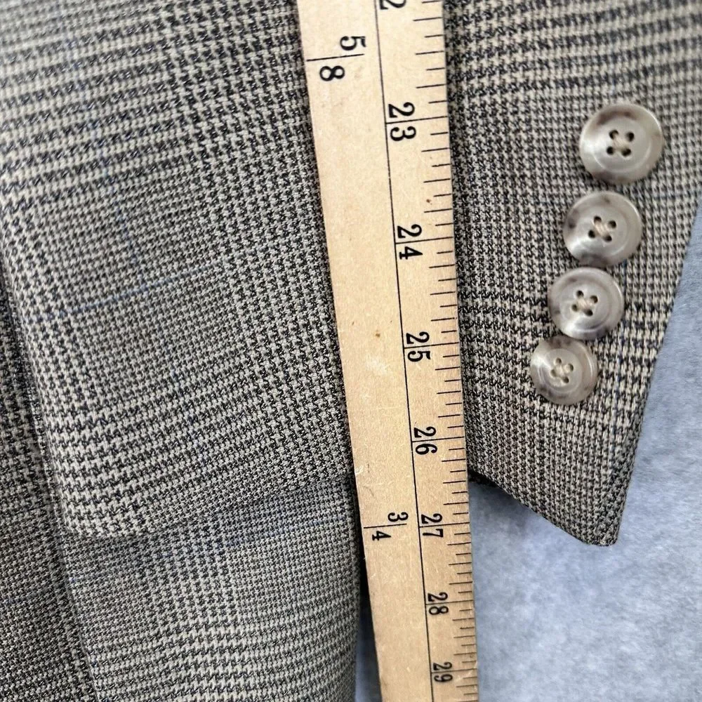Hart Schaffner Marx Sport‎ Coat Men 46L Brown Plaid Wool Union Made USA Career